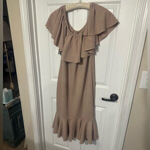 LuLaRoe Strapless Tan Dress with Ruffles NWT Size 2XL
